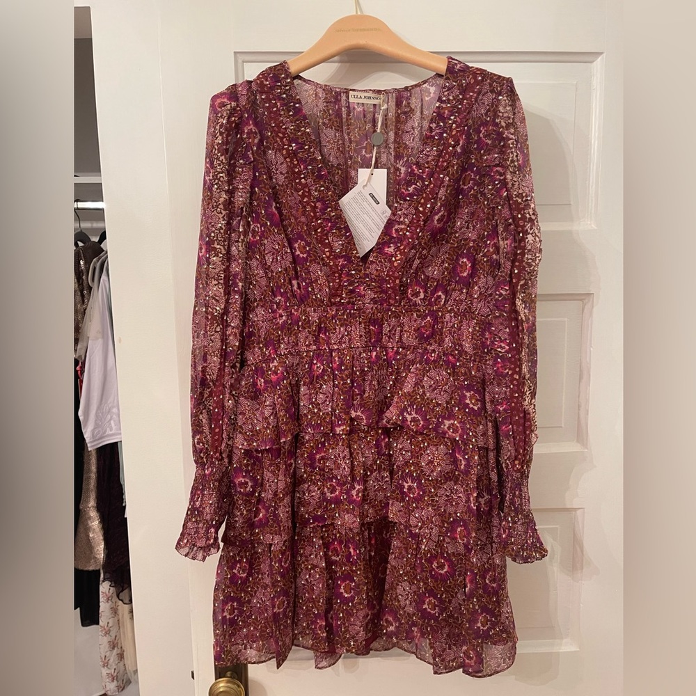 Ulla Johnson plum dress, Sz 6, NWT, Silk